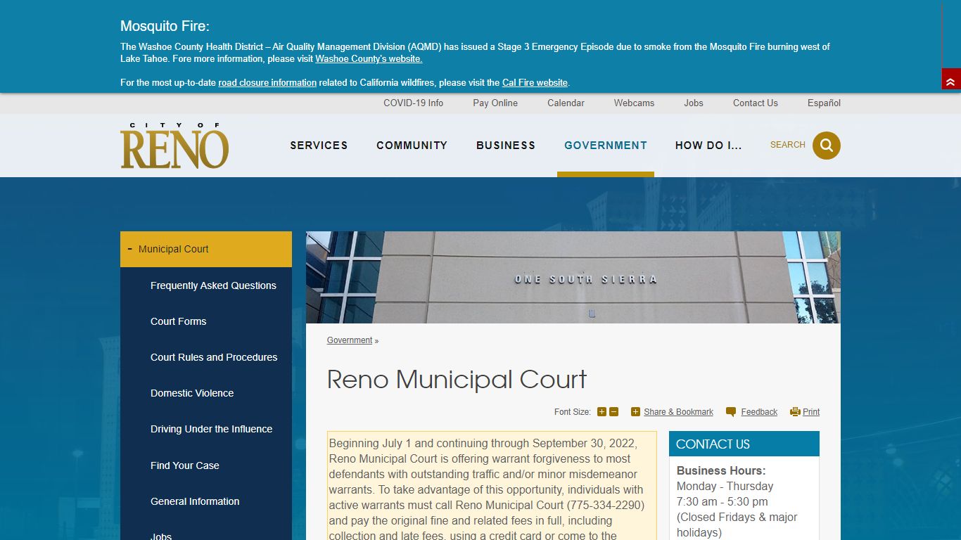 Reno Municipal Court | City of Reno - Reno, Nevada